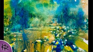 Loose WATERCOLOR Spontaneous Landscape Spatter Painting  semi abstract [upl. by Lowell]