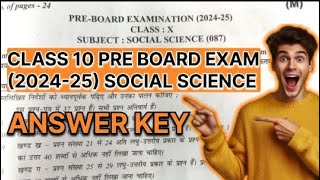 Preboard examination 2024  25  Class 10  Social science SST exam Solution  Morning Shift [upl. by Bergman]