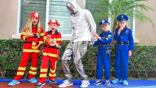 Kid Firefighters and Girl Cops Stop Faceless [upl. by Aleafar774]