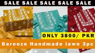 Bareeze handmade 3pc summer lawn designs on sale price [upl. by Sheff]