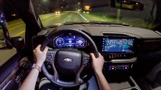 2024 Chevrolet Silverado 2500 High Country Duramax  POV Night Drive Binaural Audio [upl. by Rebba]