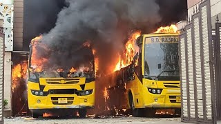 6 Buses Fire on RD Rajpal School Dwarka Sector 9 140424  आर डी राजपाल स्कूल की बसों में लगी आग [upl. by Auqenwahs308]