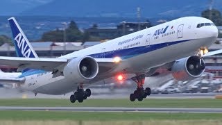 FullHD All Nippon Boeing 777300ER landing amp takeoff at GenevaGVALSGG [upl. by Gunn]