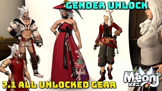 FFXIV All Gender Unlocks On Gear in 71 [upl. by Attevaj198]