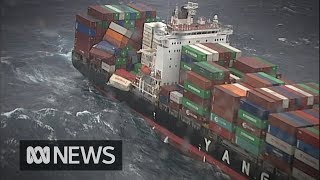 83 shipping containers fall from cargo ship off Australias east coast  ABC News [upl. by Wehttam]