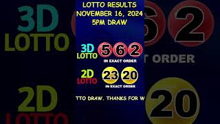 Lotto Result November 16 2024 5pm Draw shorts [upl. by Aluap92]