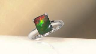 Ammolite Triplet Elongated Cushion Cut Sterling Ring on QVC [upl. by Mccord]