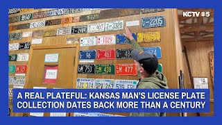 A real plateful Kansas man’s license plate collection dates back more than a century [upl. by Aiza]