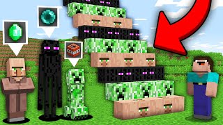 WHAT IS AT THE TOP OF THIS STRANGE MOBS STAIRS IN MINECRAFT  100 TROLLING TRAP [upl. by Enovahs]