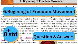 8th Std  History  Chapter 6 Beginning of freedom movement answer from textbook  Maharashtra board [upl. by Assile]