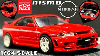 Unboxing 164 Scale Pop Race Nissan GTR R33 Nismo 400R  Colour Red  Review [upl. by Lalat826]