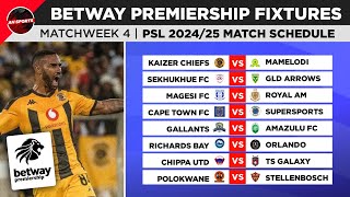 🔴 Betway Premiership 2024 Fixtures Matchweek 4  PSL Log Standings Table as of 26 Sep 2024 [upl. by Ennayhc194]