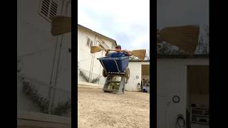 KAYAKING DOWN STAIRS simulation with wheelbarrow and mounting block 😂 [upl. by Kenimod]