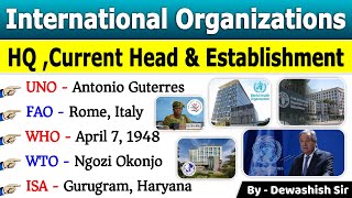 International Organisations amp Headquarters  Chairman  Current Affairs 2024  GK Tricks current [upl. by Lellih552]