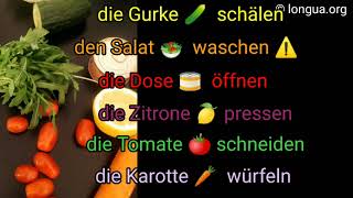 Kochen lernen Deutsch lernen die Gurke schälen der Salat waschen die Dose öffnen die Zitrone pr [upl. by Aenil]