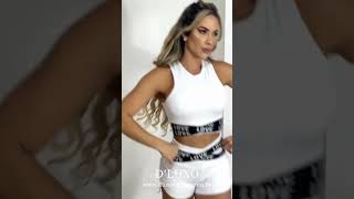 Conjunto Top Short Feminino Sem Manga Branco DLuxo MD42 [upl. by Guthry]