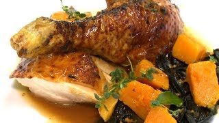 Recette  poule au miel courge butternut et champignons  Météo à la carte [upl. by Oluap1]