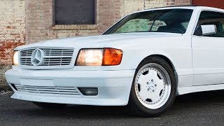 1986 MercedesBenz 560 SEC 60 AMG WideBody  the white dream [upl. by Drawe]