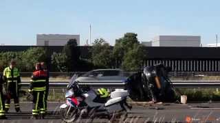 Twee autos over de kop geslagen na ongeval op de A58 bij Tilburg 20140611 [upl. by Hashimoto12]