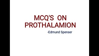 Prothalamion  Edmund Spenser  MCQs  PGTRBNET [upl. by Dougall]