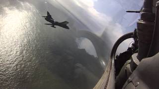 Formation flight with Hunter and Gnats into RAF Leuchars [upl. by Auqemahs]