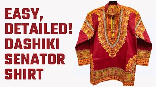 AFRICAN DASHIKI SHIRT HOW TO CUT AND SEW A NATIVE SENATOR MENS SHIRT YELE STITCHES TUTORIAL [upl. by Ahsilla]