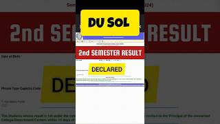 DU SOL 2nd Semester Result Declared  SOL Result Second Semester shorts [upl. by Pontius]