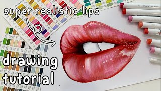 Realistic lips drawing tutorial using alcohol markers ✍️🎨✨ [upl. by Retep]