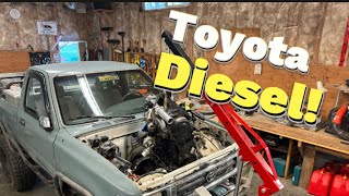 The Engine is in  Toyota Pickup TDI Swap Episode 2 [upl. by Nhguavoj]