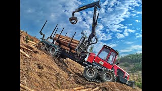 🌲Steep WinchWork • Komatsu 855 amp Ritter Winch • Forwarder in Slope • LoggingAction • Drone •2🌲 [upl. by Svensen]