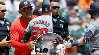 Nationals Lane Thomas Ejected From Game For Saying Nothing Against Tigers By Umpire Emil Jimenez [upl. by Hguh]