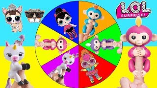 Spinning Wheel Game with Grinch and Fingerlings Untamed VS LOL Surprise Dolls Hot Toy for Christmas [upl. by Alyce]