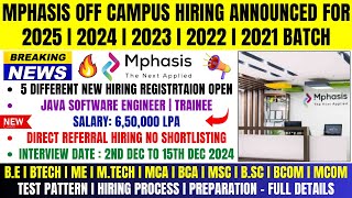 Finally Mphasis Biggest Hiring Announced  Direct Interview  OFF Campus Drive 2025 20242021 Batch [upl. by Eerihs]