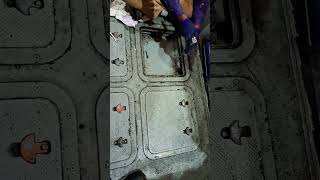 remove cover from ship diesel tank mechanics marine boat youtube subscribe [upl. by Nitreb255]