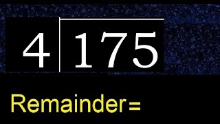 Divide 175 by 4  remainder  Division with 1 Digit Divisors  How to do [upl. by Ettellocin]