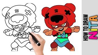 How To Draw Nita From Brawl Stars ★ Cute Easy Drawings Tutorial For Beginners Step By Step ★ Kids [upl. by Gaither]