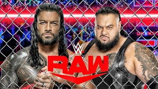 Roman Reigns vs Bronson Reed WWE RAW Steel Cage Match  BIG quotBRONSONquot VS OTC [upl. by Tebor457]