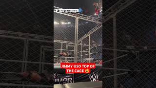 USOS SPLASH TOP OF THE CAGE 🔥 🎥 ringsidebeard tribalchief wwe romanreings jimmyuso usos [upl. by Massarelli9]