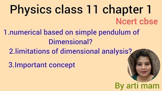 limitations of dimensional analysisderivation of time period of simple pendulum by dimensional [upl. by Tecu]