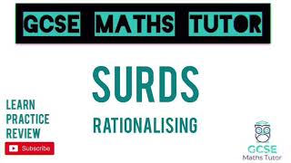 Surds Part 5 Rationalising the Denominator 1  10 Minute Maths Series  GCSE Maths Tutor [upl. by Cooke]