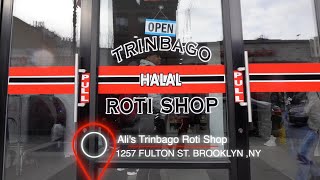 Eating at Alis Trinbago Roti Shop in Brooklyn NY [upl. by Iona]