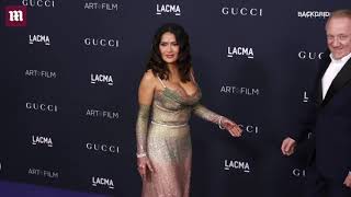 Salma Hayek poses with her husband at the LACMA Art  Film Gala [upl. by Edholm]