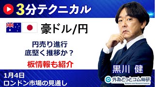 豪ドル円見通し 「円売り進行、 底堅く推移か？」見通しズバリ！3分テクニカル分析 ロンドン市場の見通し 2024年1月4日 [upl. by Balfour879]