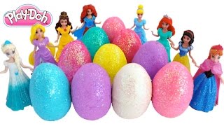 Play Doh Surprise Eggs Frozen amp Disney Princesses [upl. by Ahserb]