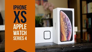 iPhone Xs amp Apple Watch Series 4 Unboxing  First Look [upl. by Olson292]