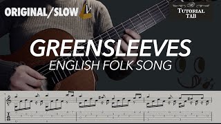 Green Sleeves  English Folksong Fingerstyle Tutorial with TAB [upl. by Brita]