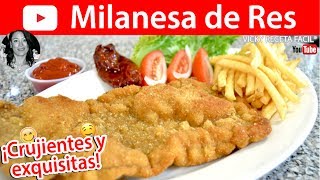 MILANESAS DE RES  Vicky Receta Facil [upl. by Iliak]