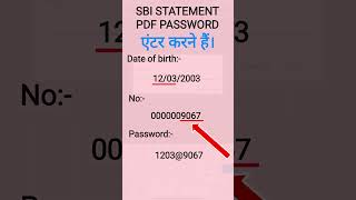 sbi bank statement pdf password kaise pata kare  how to open sbi statement pdf password [upl. by Swirsky]