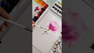 Amazing Watercolor Painting of Pink Flower shorts [upl. by Divod942]