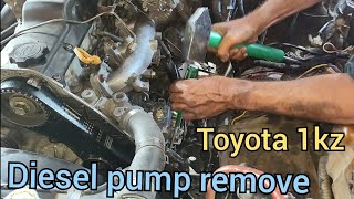 how to Toyota 1kz engine diesel pump remove [upl. by Gnilrets]